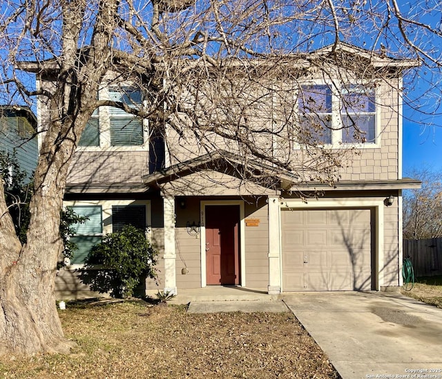 view of front of property featuring a garage