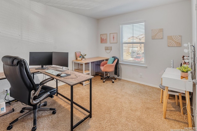 view of carpeted office space