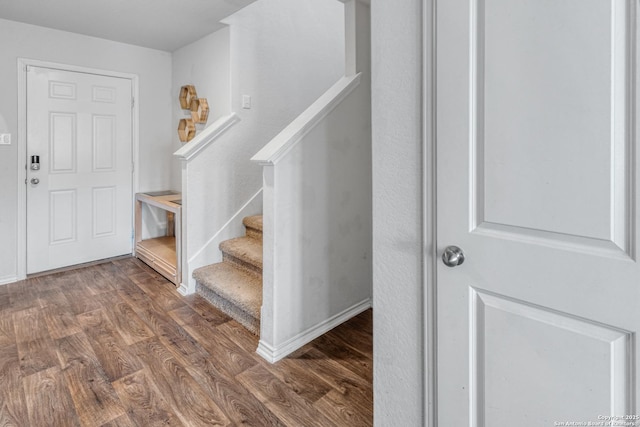 entryway with dark wood-type flooring