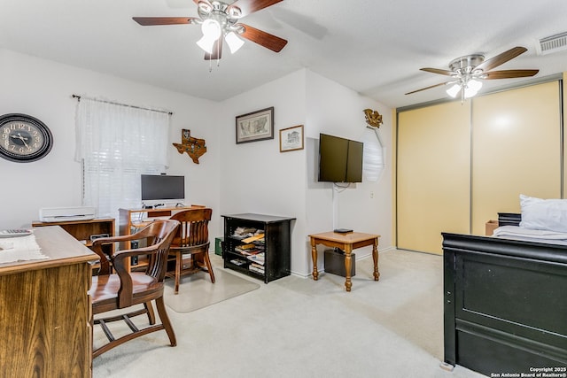 office space featuring light colored carpet