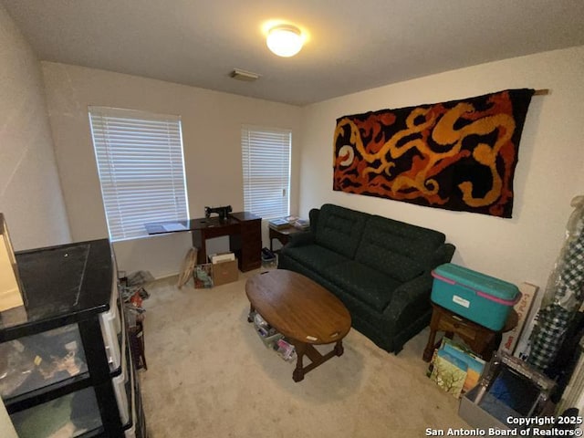 living room featuring carpet