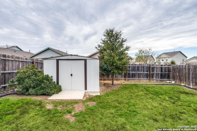 view of outbuilding featuring a lawn