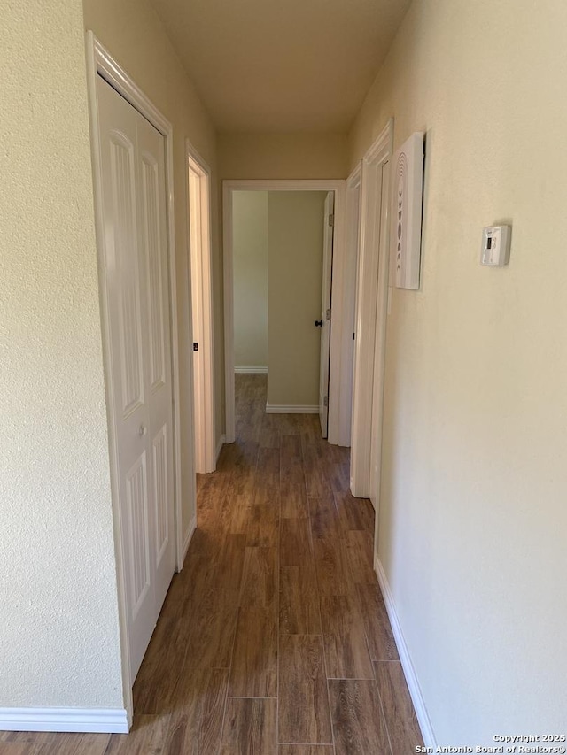 hallway featuring dark hardwood / wood-style floors