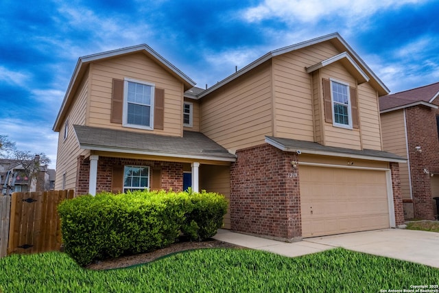 view of front of house with a garage