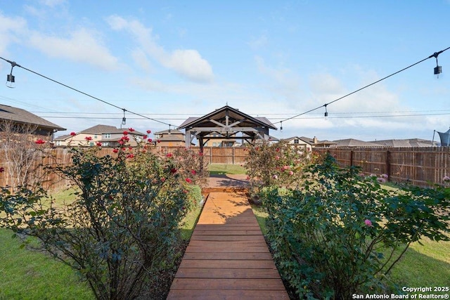 exterior space with a gazebo