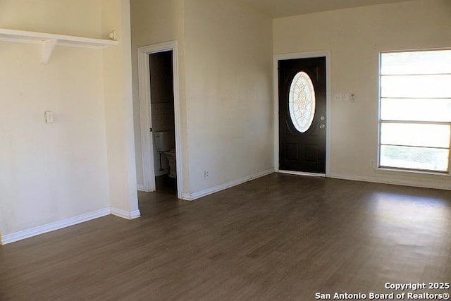 entryway featuring dark wood-type flooring