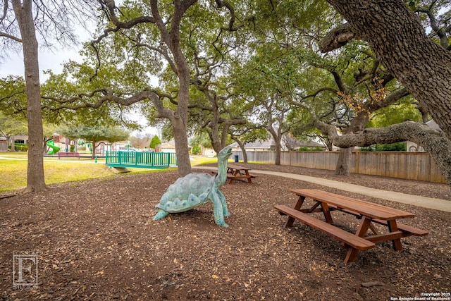 view of property's community featuring a playground