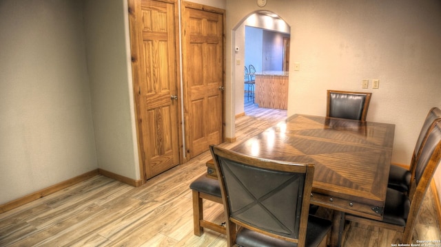 dining area featuring light hardwood / wood-style flooring