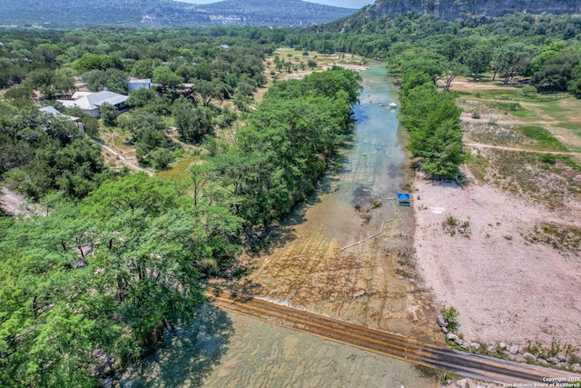 birds eye view of property with a mountain view