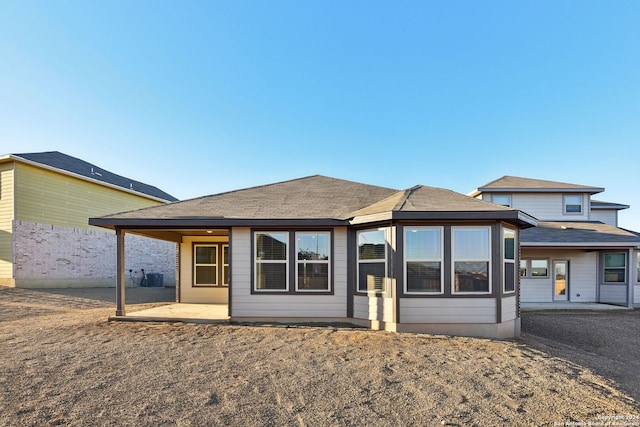 prairie-style house with a patio area