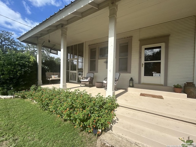 exterior space with covered porch