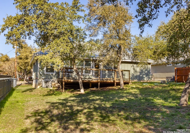 view of yard with a deck