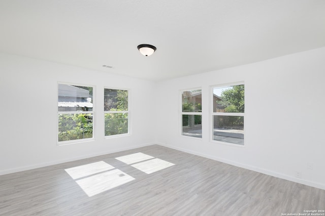 empty room featuring a wealth of natural light and hardwood / wood-style flooring