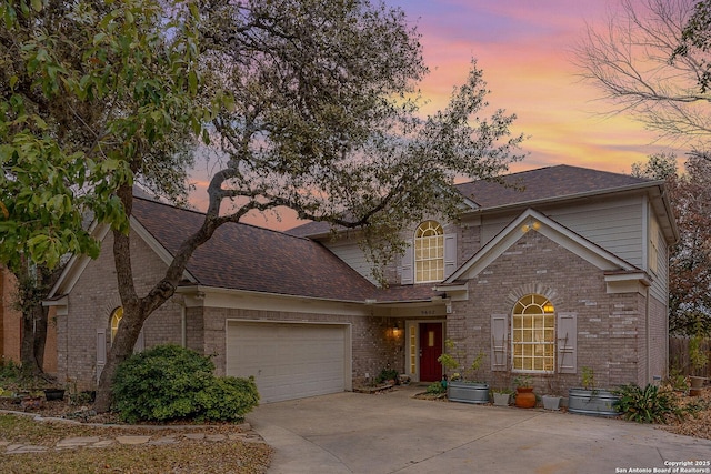 view of front of home with a garage