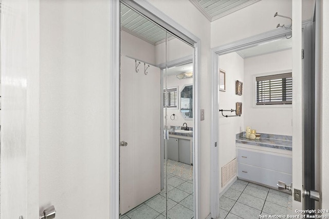 bathroom with sink and tile patterned floors