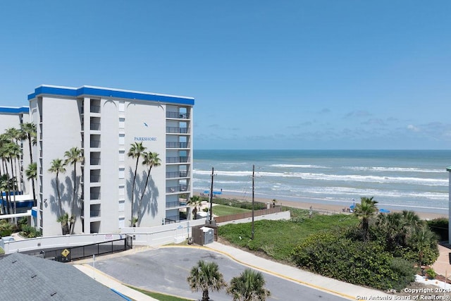 exterior space with a view of the beach and a water view