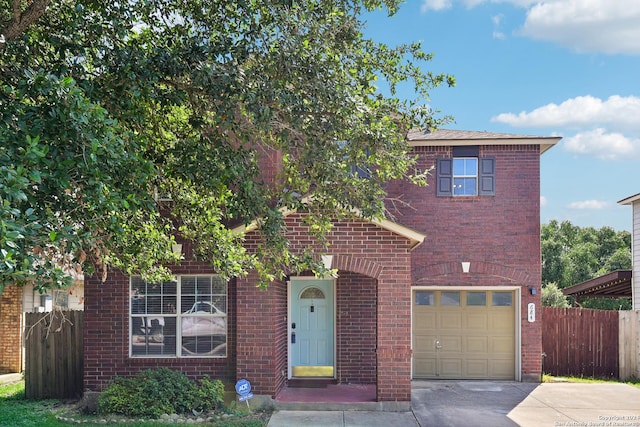 view of front of house with a garage