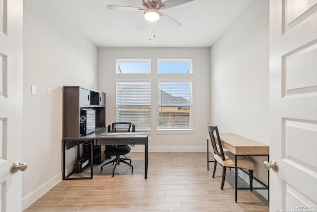 home office with ceiling fan