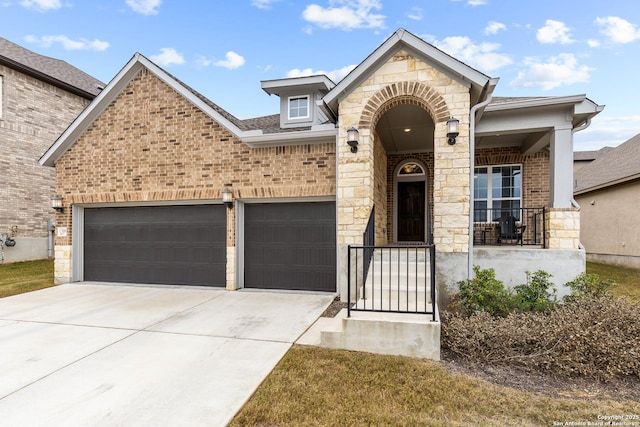 view of front of property featuring a garage