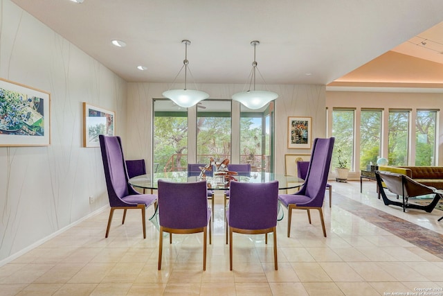 view of tiled dining room