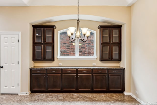 interior space with an inviting chandelier