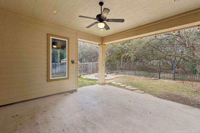 view of patio with ceiling fan