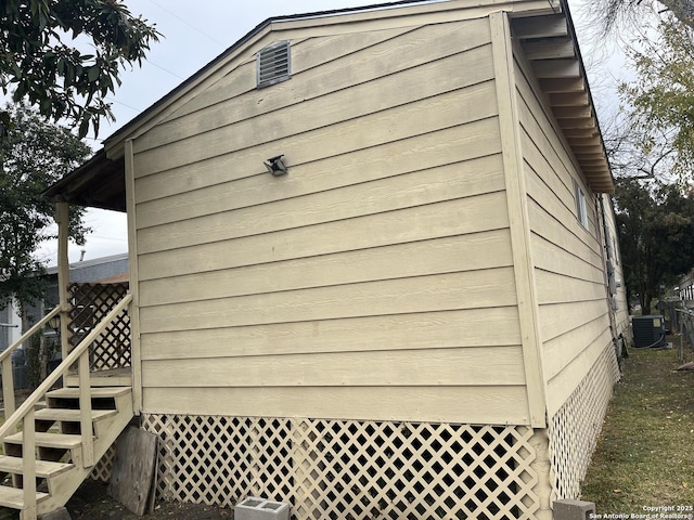 view of home's exterior with central AC