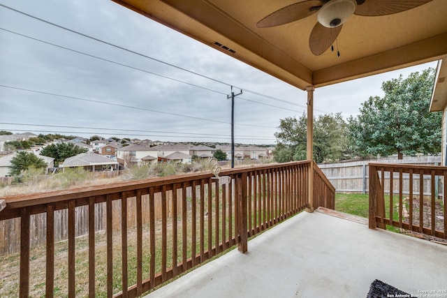 balcony with ceiling fan