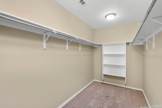 walk in closet with carpet