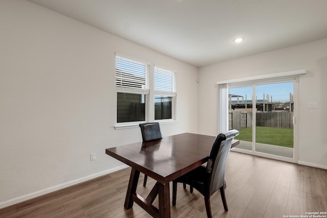 dining room with a healthy amount of sunlight and hardwood / wood-style floors