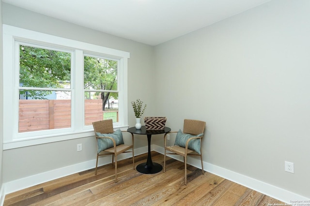 living area featuring light hardwood / wood-style flooring