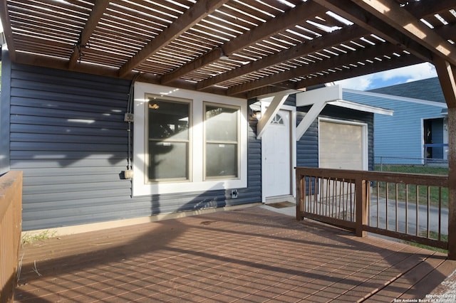 wooden terrace with a pergola