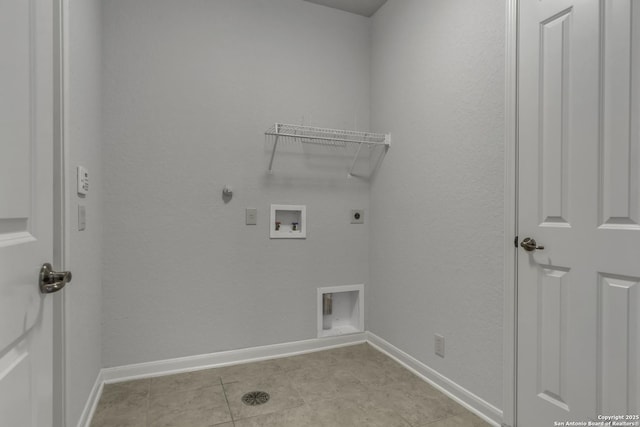 laundry room featuring washer hookup, gas dryer hookup, electric dryer hookup, and light tile patterned floors