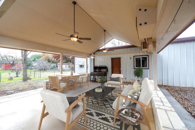 view of patio / terrace with ceiling fan and outdoor lounge area