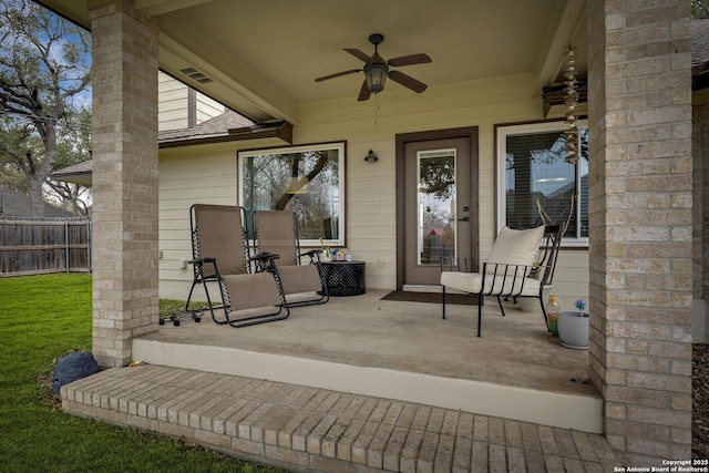 view of patio / terrace with ceiling fan