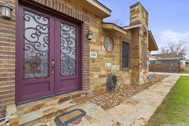 view of exterior entry with french doors