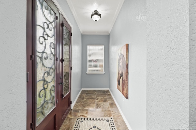 interior space featuring crown molding