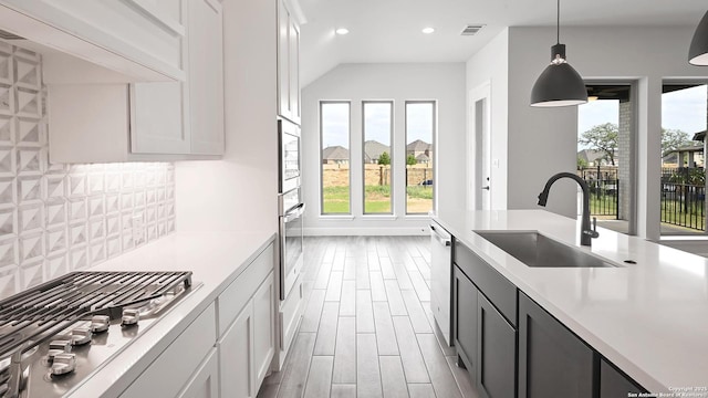 606 Inner Path, New Braunfels, TX 78132 - kitchen featuring visible vents, a sink, light countertops, and stainless steel appliances