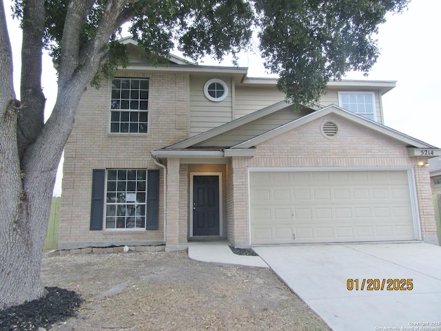 view of front property with a garage