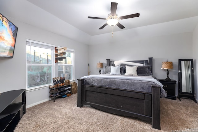 bedroom featuring carpet and ceiling fan