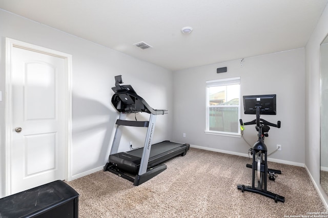 workout room with carpet