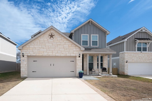 craftsman inspired home featuring a garage