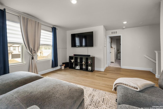 living room featuring wood-type flooring