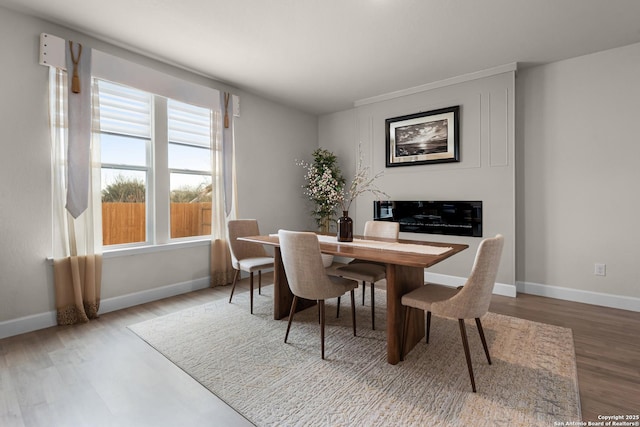 dining area with wood-type flooring