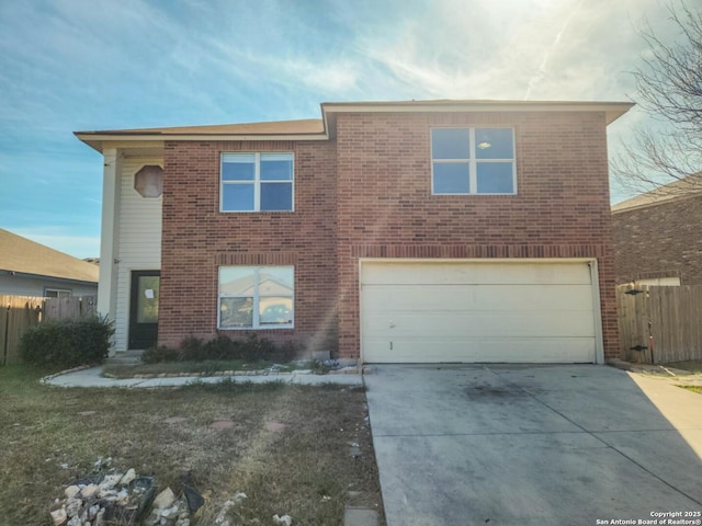 view of front property with a garage