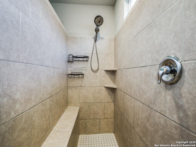 room details with a tile shower