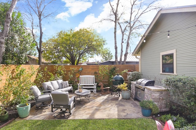 view of patio / terrace with exterior kitchen and outdoor lounge area