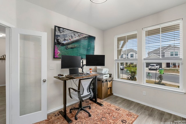 office space featuring hardwood / wood-style flooring