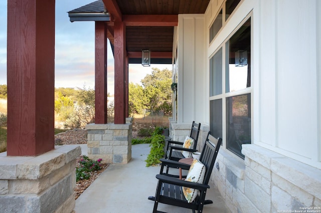 view of patio featuring covered porch