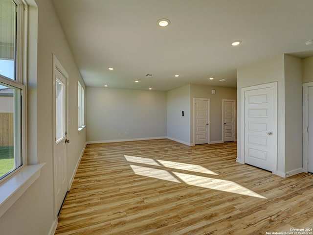 spare room featuring light wood-type flooring and a healthy amount of sunlight